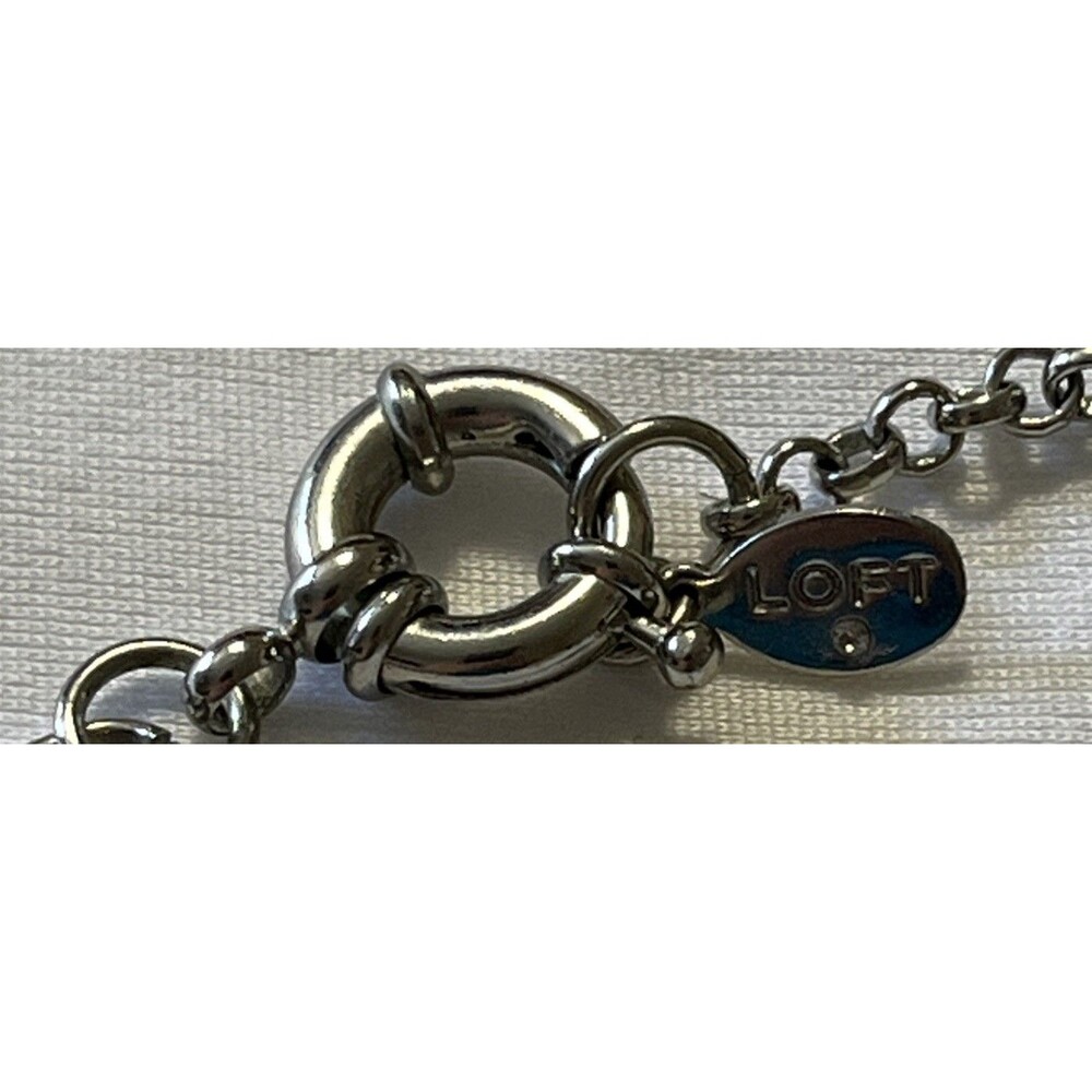 LOFT VINTAGE CHUNKY Double Chain Clear Acrylic Bead Necklace Silver Tone 18” - Picture 8 of 10